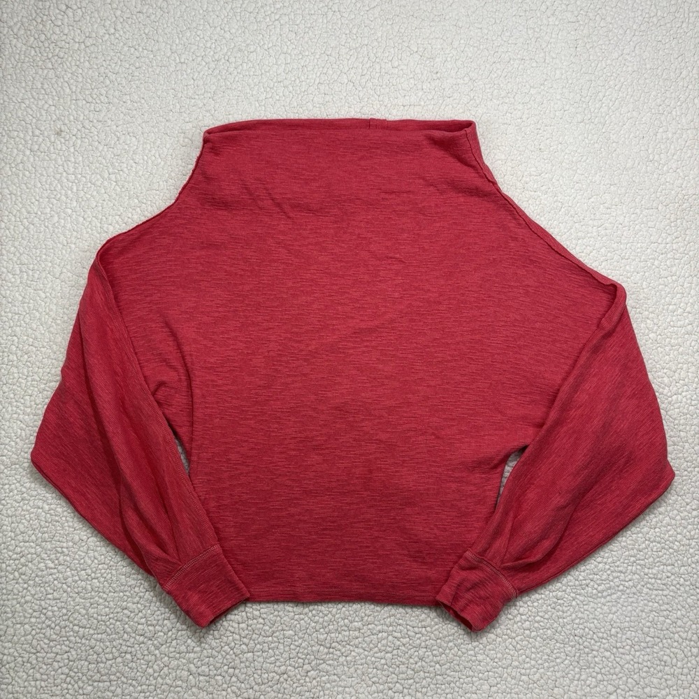 We The Free FP Pink Knit Mockneck Sweater Oversized Thermal Pullover Size S Cowl